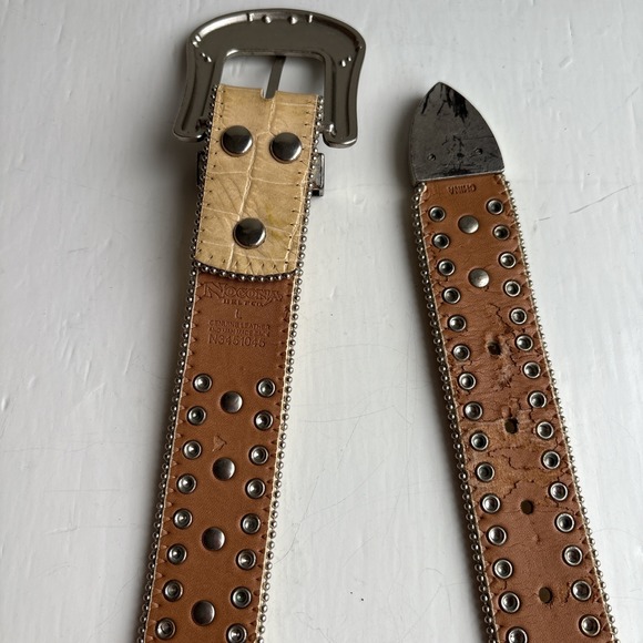 Nocona Belt Co Womens Cream Croc Studded Rhinestone Western Belt Large N3451045 - Picture 6 of 7